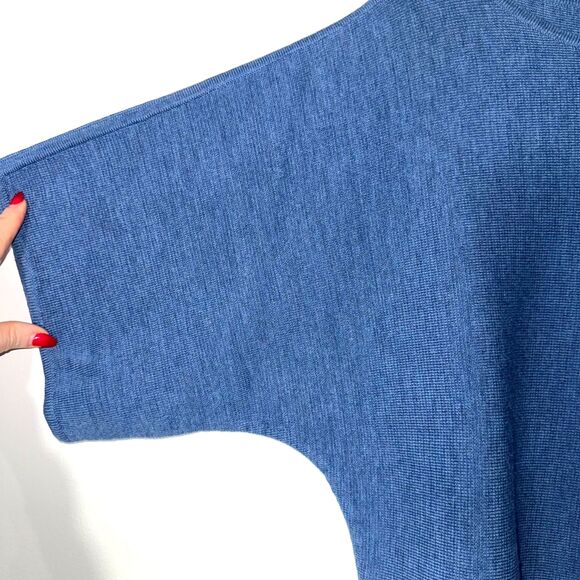 Ann Mashburn Merino Wool Short Sleeve Dolman Sweater - Heathered Blue S - Picture 3 of 6